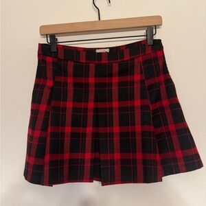 Ecote Red and Black Plaid Pleated Mini Skirt
